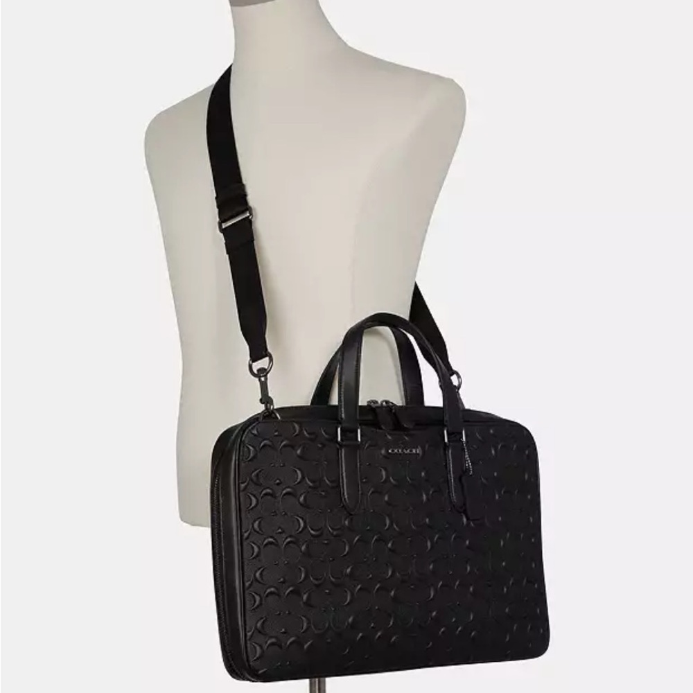 COACH Graham Slim Brief In Signature Leather BLACK